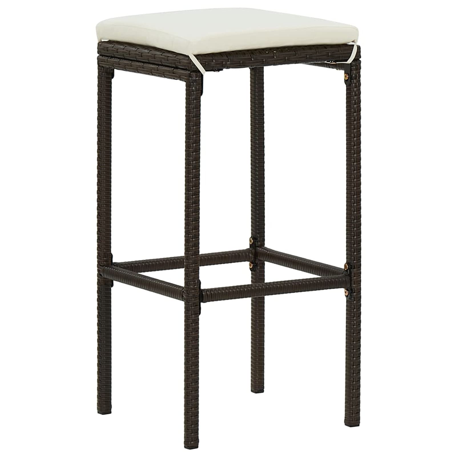 Gecheer 3 pz,Set da Bar,da Giardino Esterno in Polyrattan,con Cuscini,Set Tavolo e Sedie da Bar da Giardino,Set Tavolo e 2 Sgabelli da Bar da Esterno