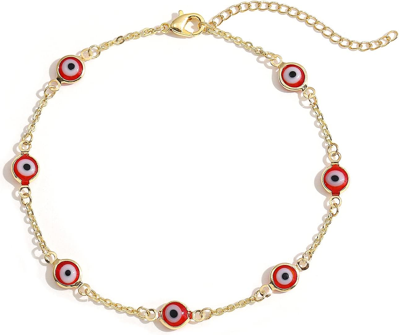SLOONG Evil Eye Beaded Anklet Bracelets for Women, 14K Gold Plated Ankle Bracelet Jewelry Beach Beads Anklet Set Ankle Bracelets for Women