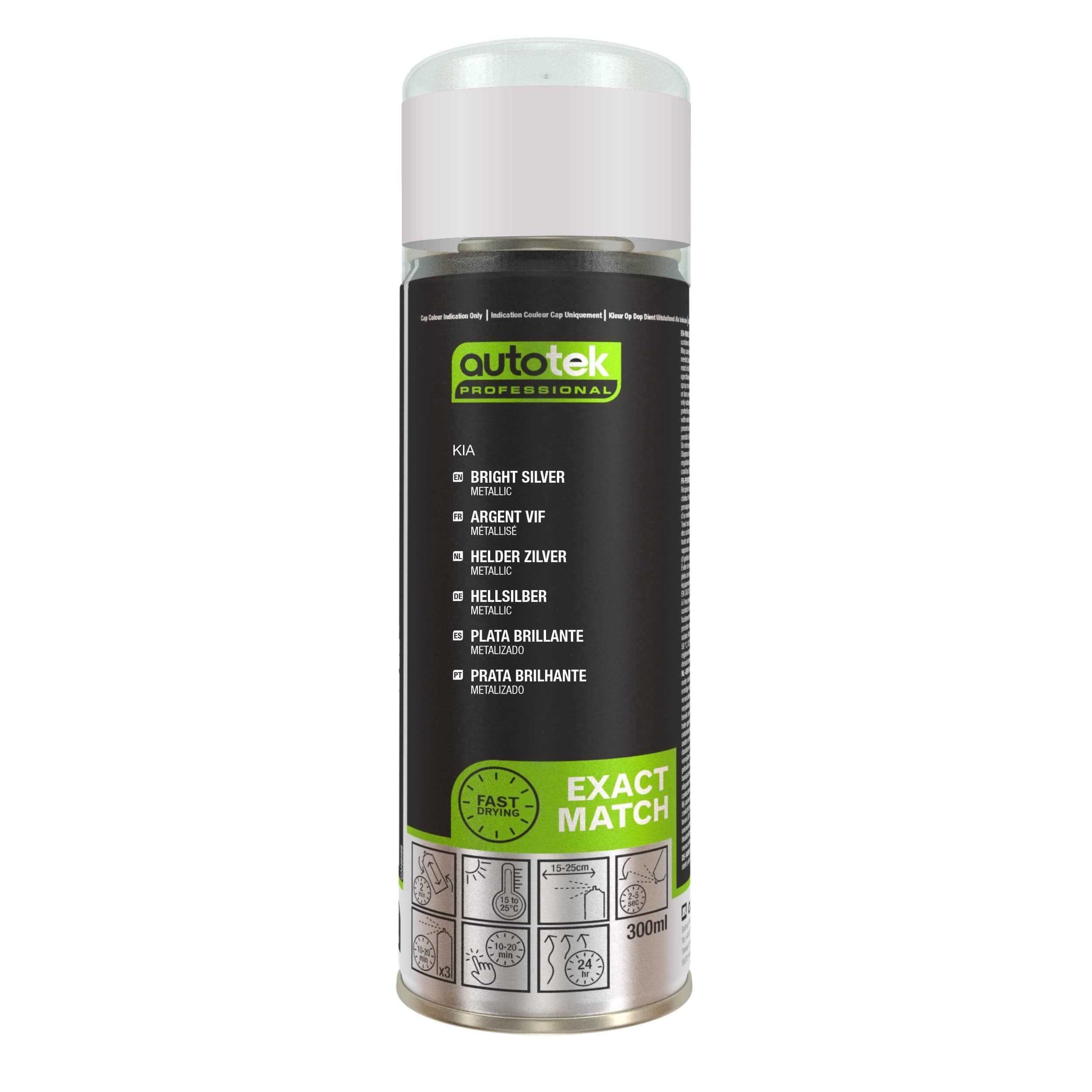 Autotek Kia Bright Silver High Coverage Aerosol Spray Paint Fast Drying 300mL