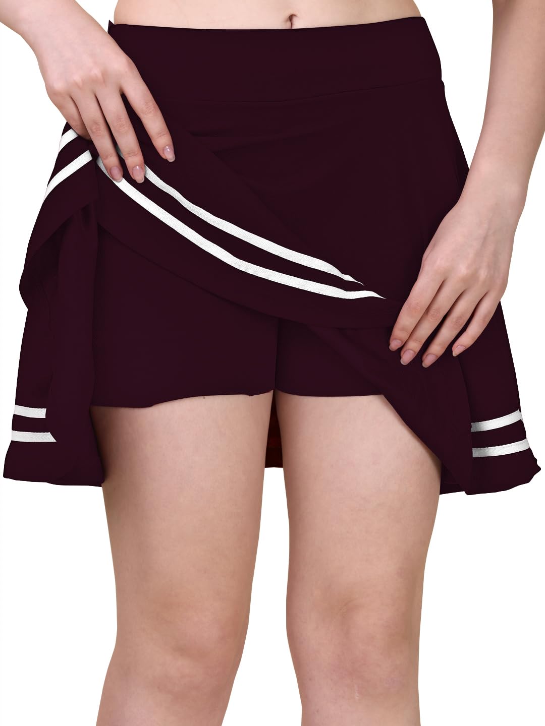 Girl's/Women's Classic Stretchy All Time Trendy Skater Knee Length Skirts with Attached Inner Shorts-image-42