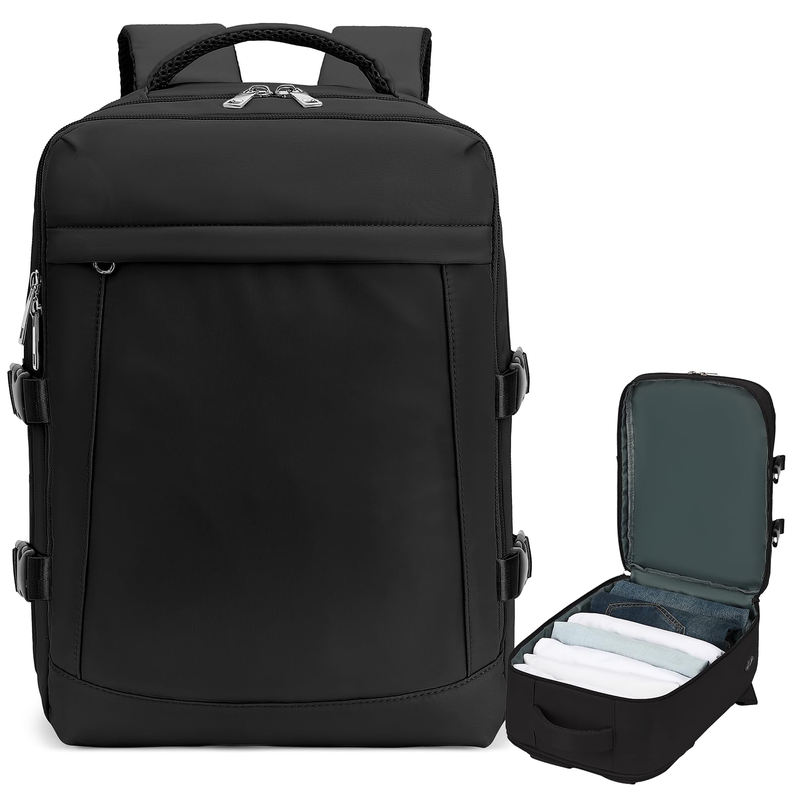 Hayayu Ryanair handbagage, 40 x 30 x 20 cm, kleine handbagage, rugzak, vliegtuig, reisrugzak met laptopvak, diefstalbestendige tas voor weekends, korte ritten, grijsgroen, 40x28x20cm, Functioneel