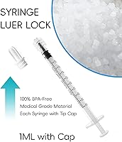 Vista 2 de Jeringa Luer Lock de 1ml sin aguja - Jeringas de plástico de 1cc, estériles, selladas individualmente, paquete de 10