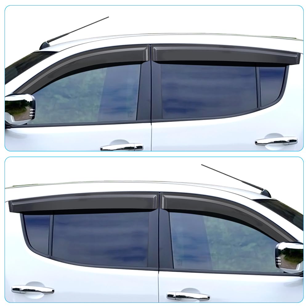 Deflectores de viento para Mitsubishi L200 Triton 2006 – 2014 MK6 MK7 de doble cabina externa, 4 unidades