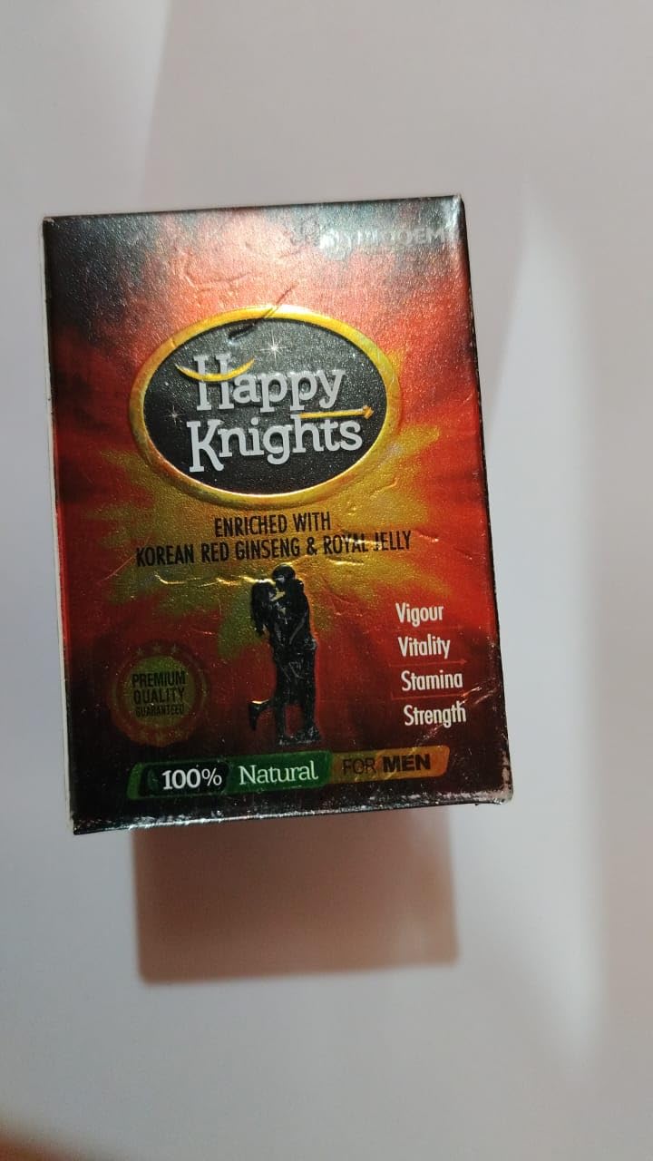 Happy Knights Natural Supplement for Men – Enriched with Korean Red Ginseng & Royal Jelly – Boosts Stamina, Strength, Vitality & Vigour Natural
