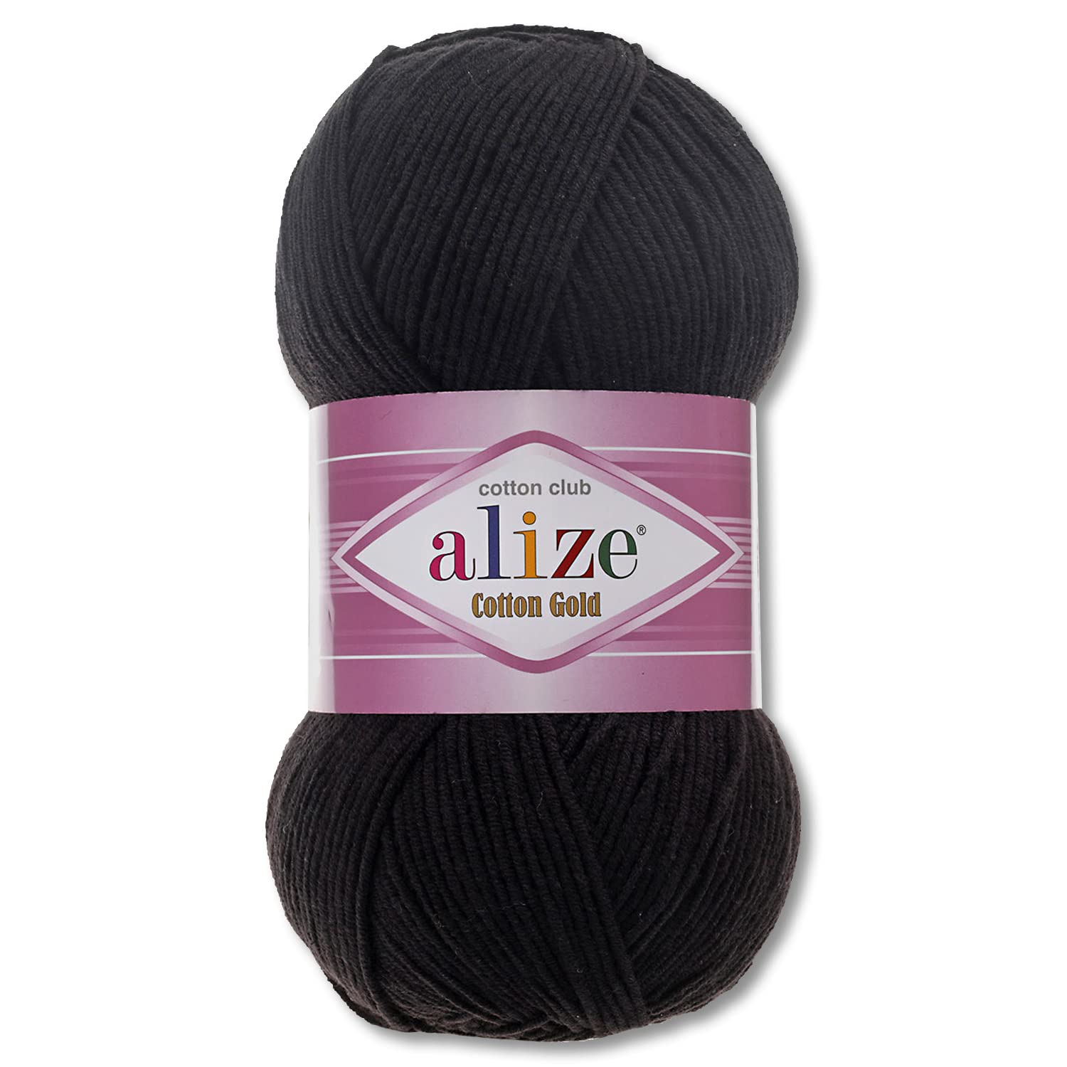 Alize 100 g Cotton Gold Premium Wool in 59 Colours, Summer Wool, Yarn, Knitting, Amigurumi (60 | Black)