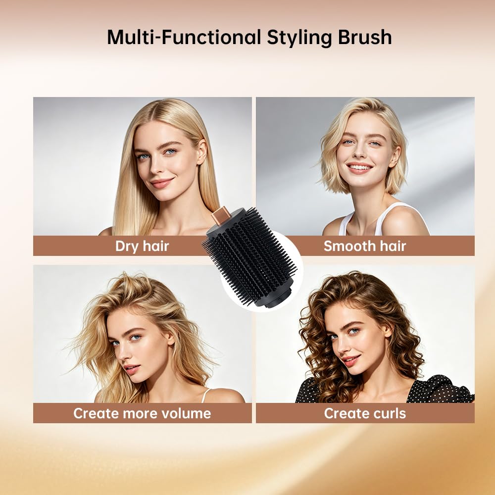 Upgraded Large Round Volumizing Brush Attachment Compatible with Dyson Airwrap HS01 HS05 HS08, 3.3-Inch Round Brush Accessories for Big Curls, Fast Drying & Fluffy Hair Styling (Gold)