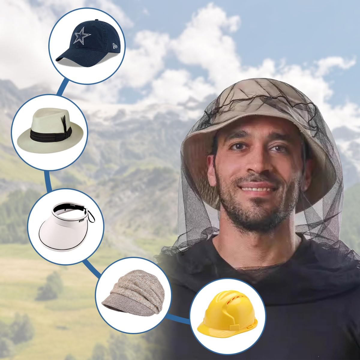 2 pezzi zanzariera testa per insetti con borsa per il trasporto, Head Net Face Mesh Head Cover per esterni, zanzariera cappello per pesca, zanzariera, zanzariera per testa, protezione dalle zanzare