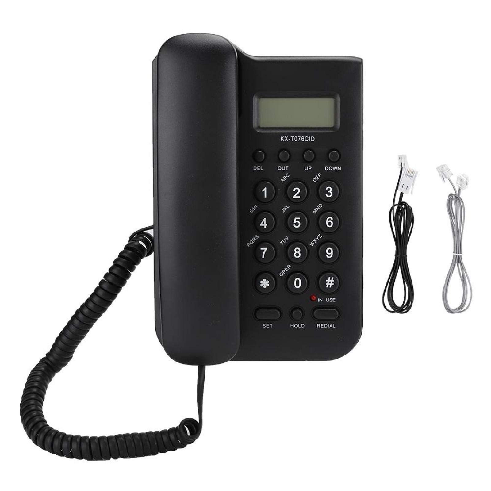 KX-T076 Corded Telephone for Seniors Loud Phones for Hard of Hearing with Call Number Digital/Time Check, Fast up/Down Check and Redial & FSK and DTMF Dual System(black)