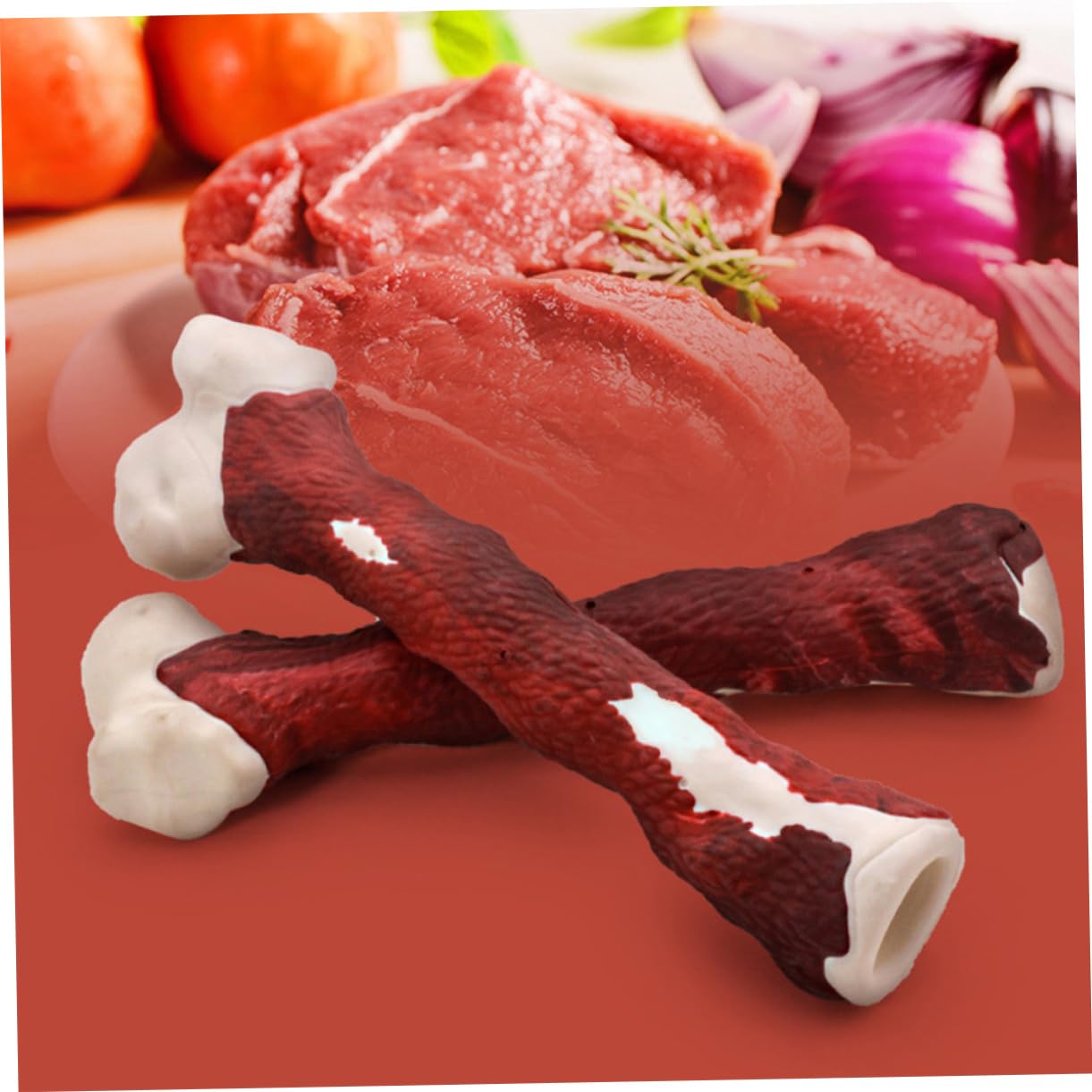 FRCOLOR 2 Huesos masticables para Mascotas Juguete Interactivo para Cachorros en Forma de Hueso Masticar Hueso Juguete Dogman Juguete para Perros Molar Animales pequeños Goma