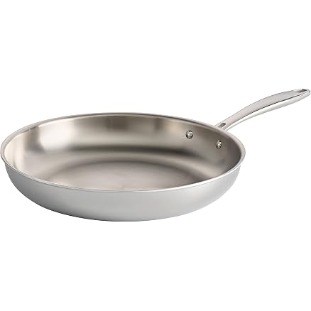 Misen 5-Ply Stainless Steel Frying Pan, Fuly Clad, Oven and Dishwasher Safe, Induction Compatible - 12 Inch