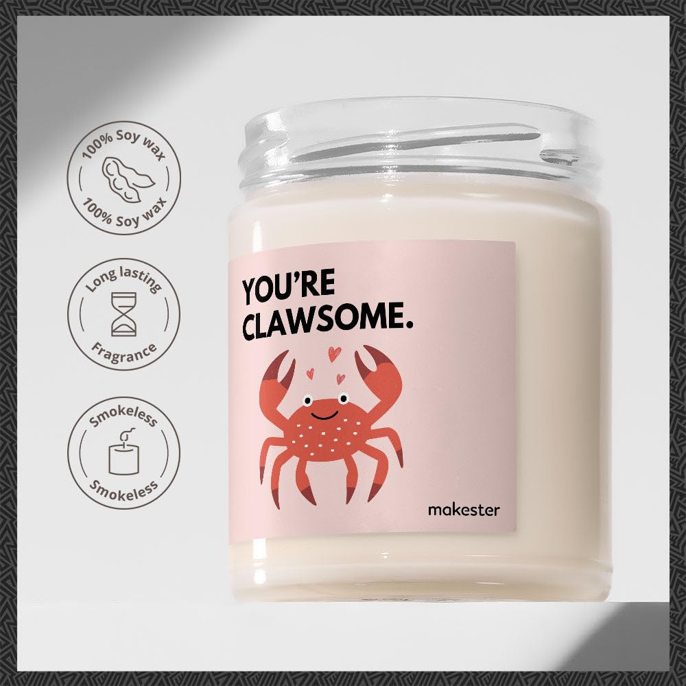 Crab Gifts - Luxury Soy Wax Candle - Vanilla, Jasmine, Sugared Almond - Makester, White - Image 2