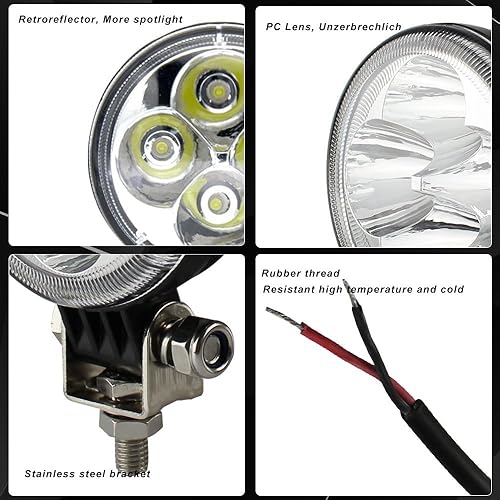 Miniatura 17 de Voltage Automotive - Foco LED redondo de 3 pulgadas para motocicletas todo terreno, 4x4, Jeep, SUV, ATV, tractor, barco, 6000 K