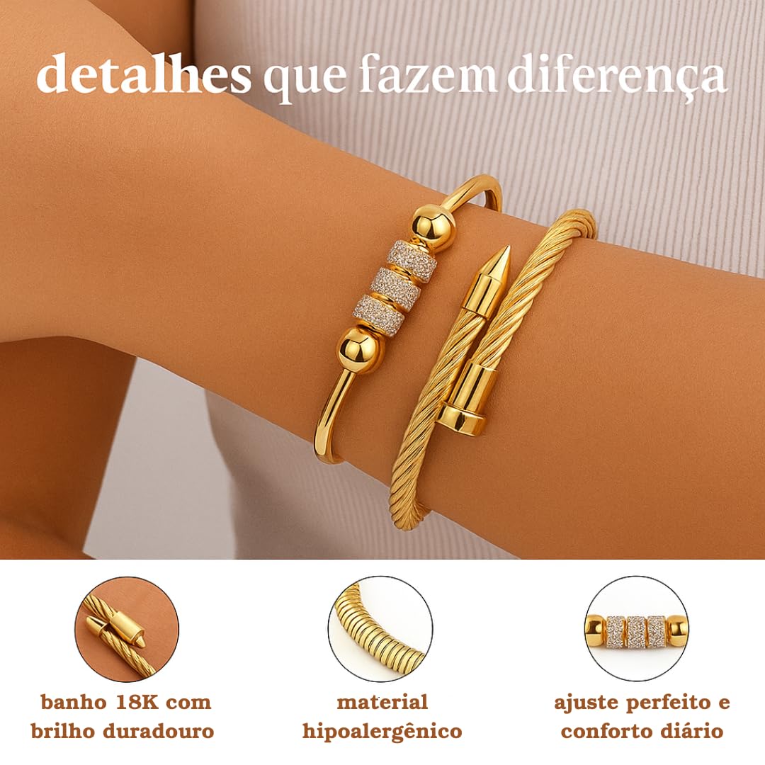 Conjunto de Pulseiras Femininas Banhadas a Ouro 18k – Design Moderno e Ajustável | Aço Inoxidável Premium | Elegância Empilhável para Mulheres Sofisticadas em promoção! Veja a oferta e mais achadinhos de Bijuterias 4 Hoje é o melhor dia para comprar Conjunto de Pulseiras Femininas Banhadas a Ouro 18k – Design Moderno e Ajustável | Aço Inoxidável Premium | Elegância Empilhável para Mulheres Sofisticadas com aquele preço maroto! Promoção! Aproveite a oferta! 4