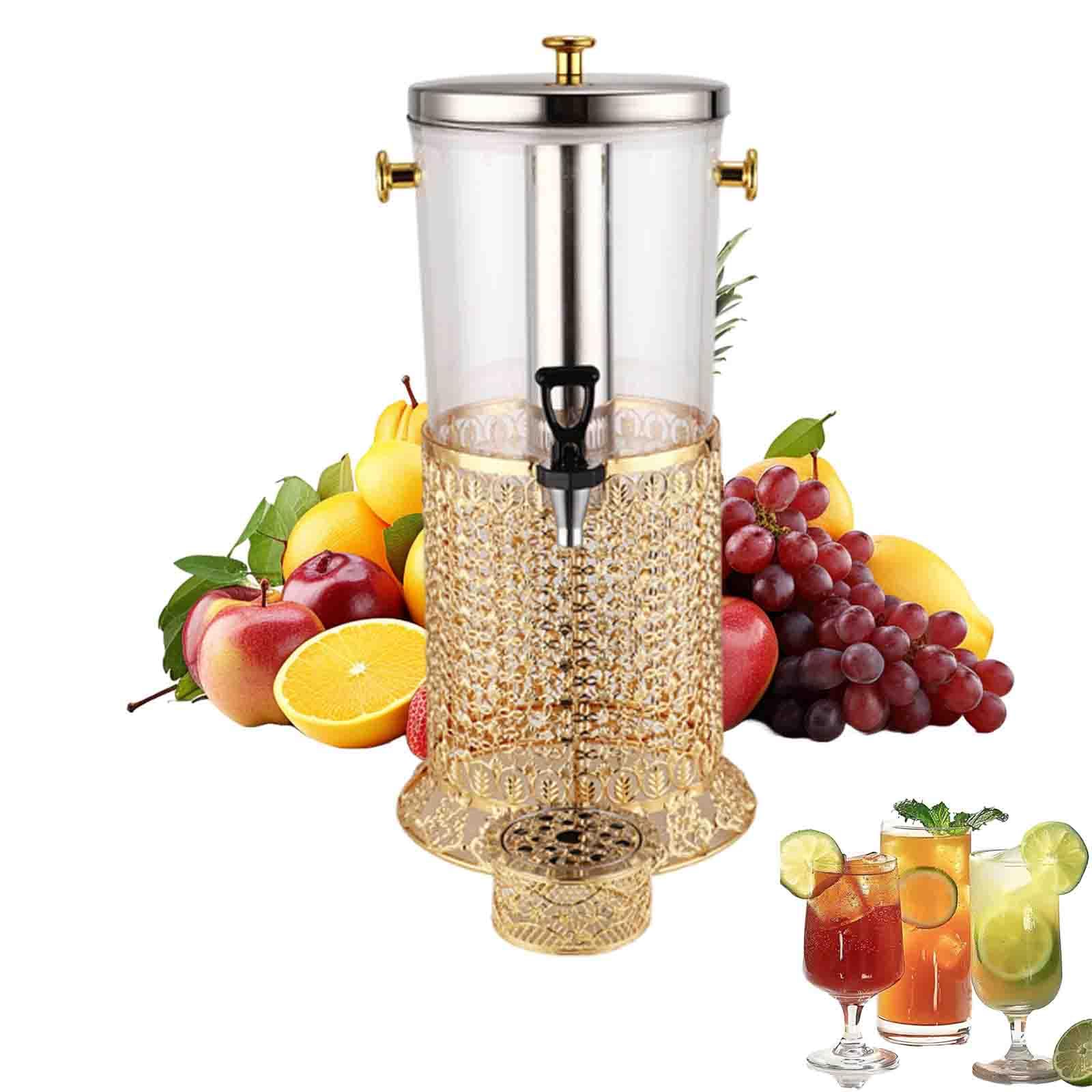 Dispensador de bebidas de 2.2 galones con grifo, núcleo de hielo central y bandeja de goteo para bebidas frías o calientes, ideal para limonada, jugo, té, fiestas y eventos