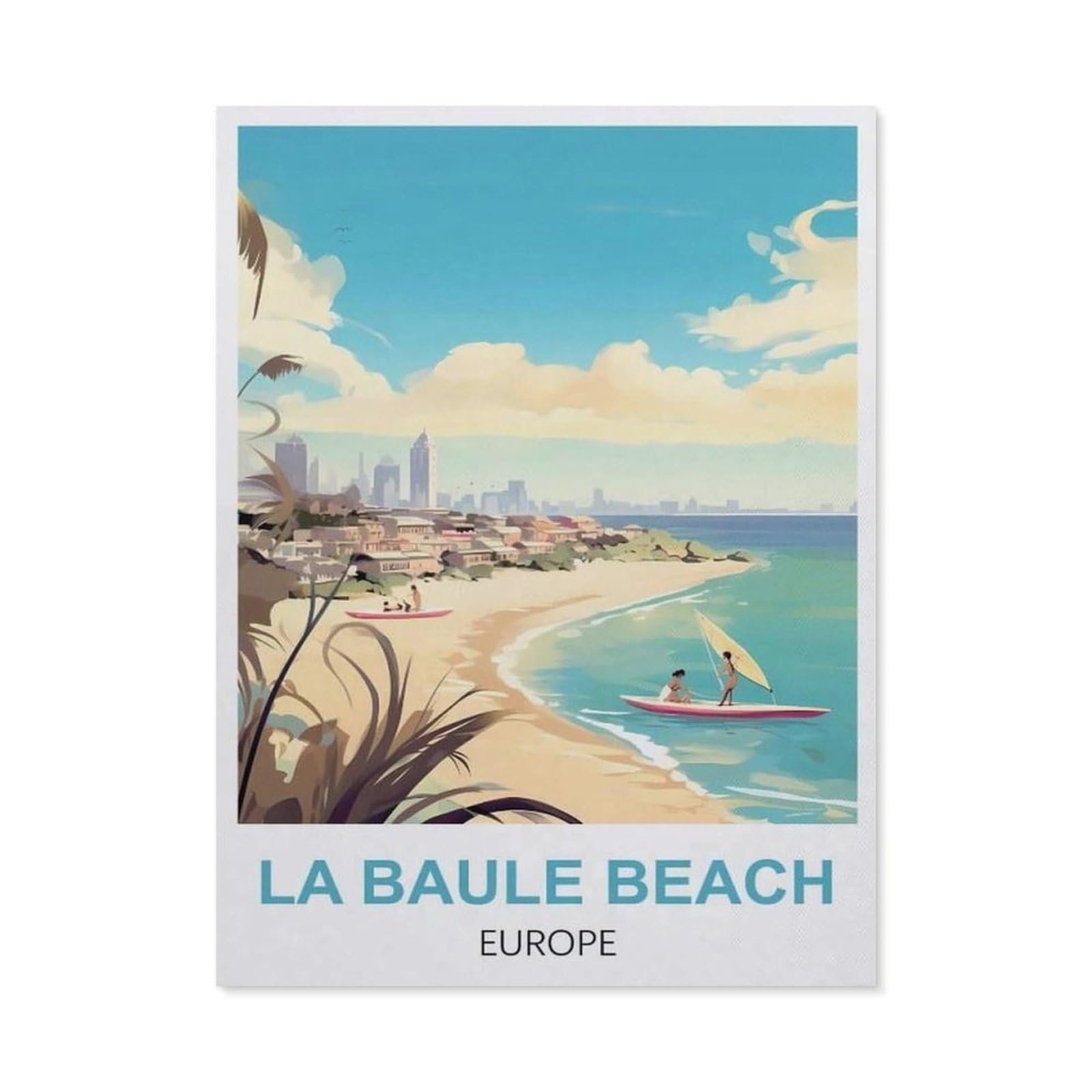 Funny Bathroom Wall Decor Signs，La Baule Beach Europe(30x40cm）