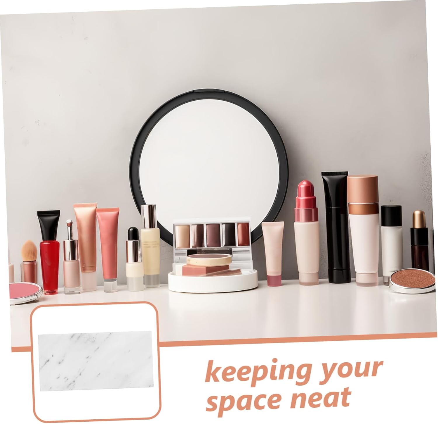 Zerodeko Countertop Tray Decorative Rectangle Marble Tray for Bathroom Kitchen Natural Grey Storage Organizer for Jewelry Perfume and Vanity Essentials