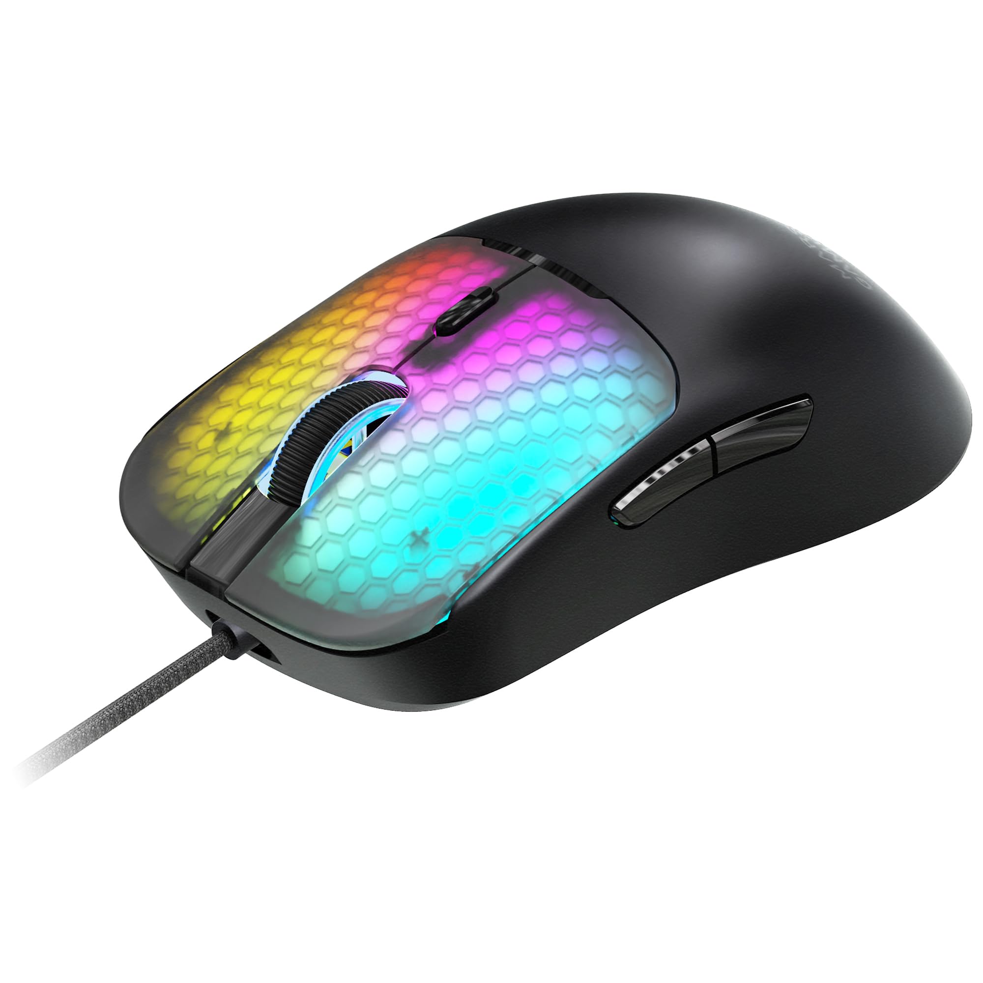 Mars Gaming MM-VIPER, Ultralight Gaming Mouse 56g, Customizable RGB Chroma, A825PRO Optical Sensor, 12800 DPI, 1000Hz, HUANO Mechanical Switches, Dedicated Software, Braided USB-A/USB-C Cable, Black