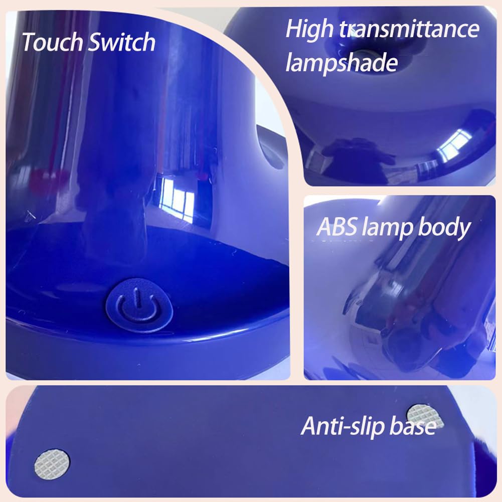 Pilz Tischlampe Kabellos Deko, LED Akku Tischlampe mit Touch Dimmbare Blaue Pilzlampe USB Aufladbar Batteriebetrieben Schreibtischlampe 3 Farben Einstellbar Nachttischlampe Mushroom Leselampe