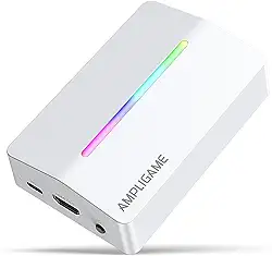 Fifine AmpliGame Gaming Capture Card USB 4K HDMI, 1080P Audio Video Capture Card para OBS Streaming com RGB, HDMI in/out Compatível para Switch/XBOX/PS5/Computer-V3 Branco