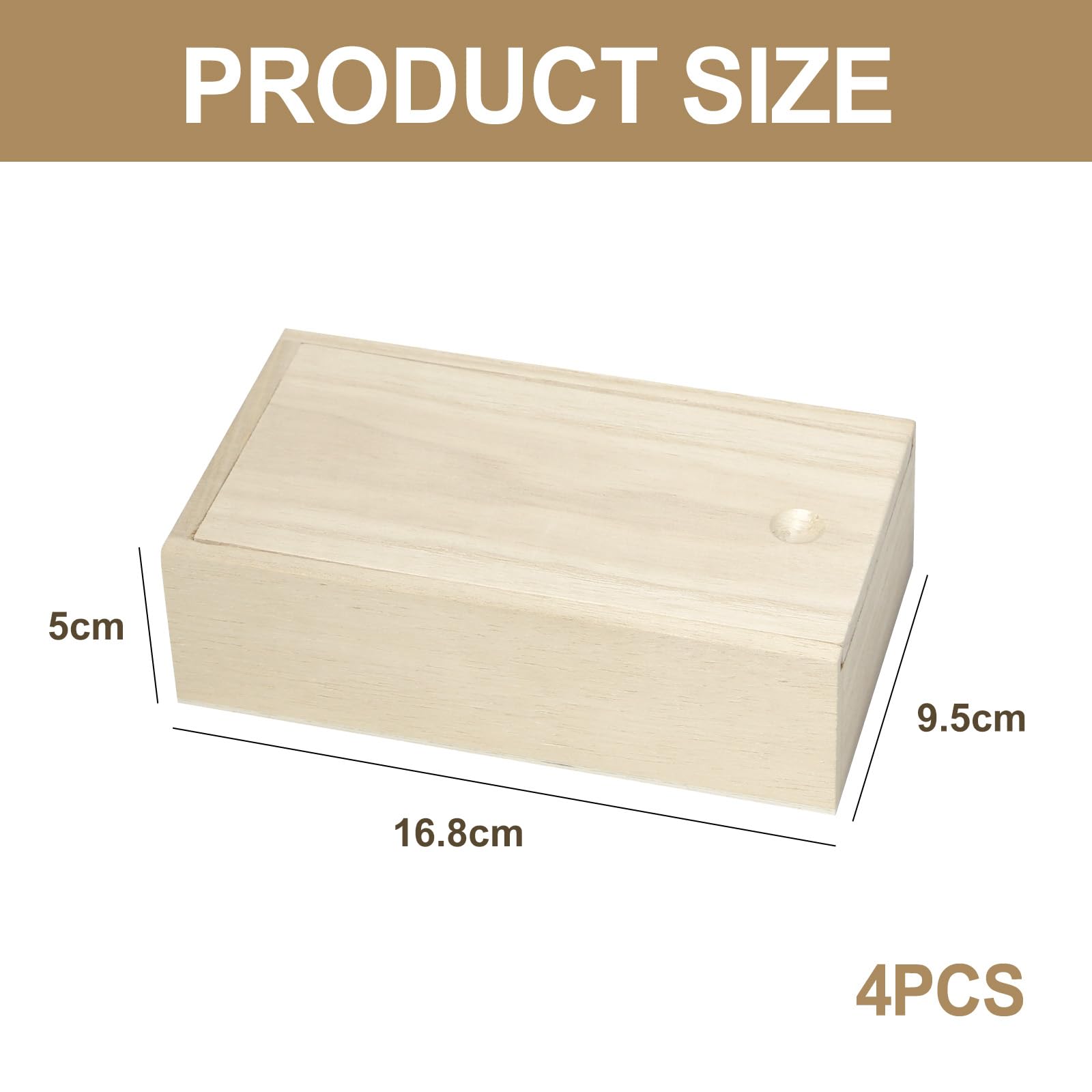 Piccole Scatole di Legno Scorrevole 4 Pezzi Scatola di Immagazzinaggio in Legno Grezzo Cassetta Legno Rettangolare con Coperchio per Decorare fai da te e Contenitore,16.8x9.8x5cm