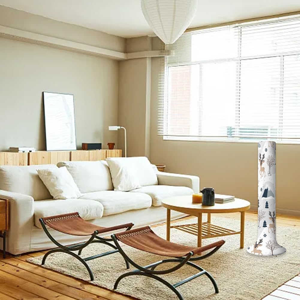 CREATCABIN Tower Fan Dust Cover Vertical Fan Cover Dustproof Protective Floor Standing Fan Cover Deer White Household Tower Fan Cloth Cover Washable for Sleeve Pedestal Fan Christmas Decor 24x49Inch - Image 4