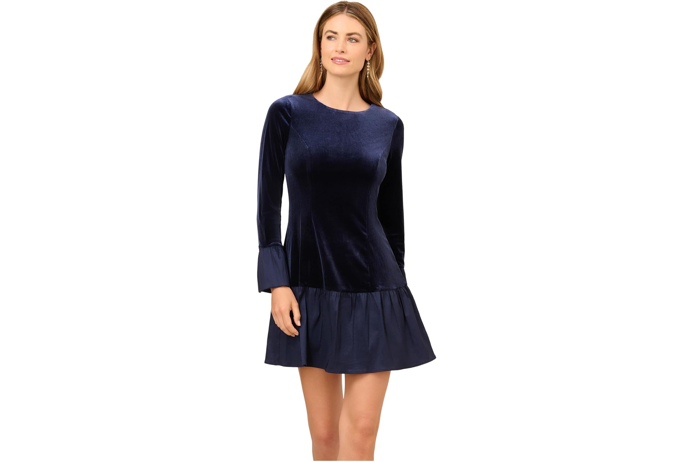Платье Adrianna Papell Velvet Combo Midi Dress