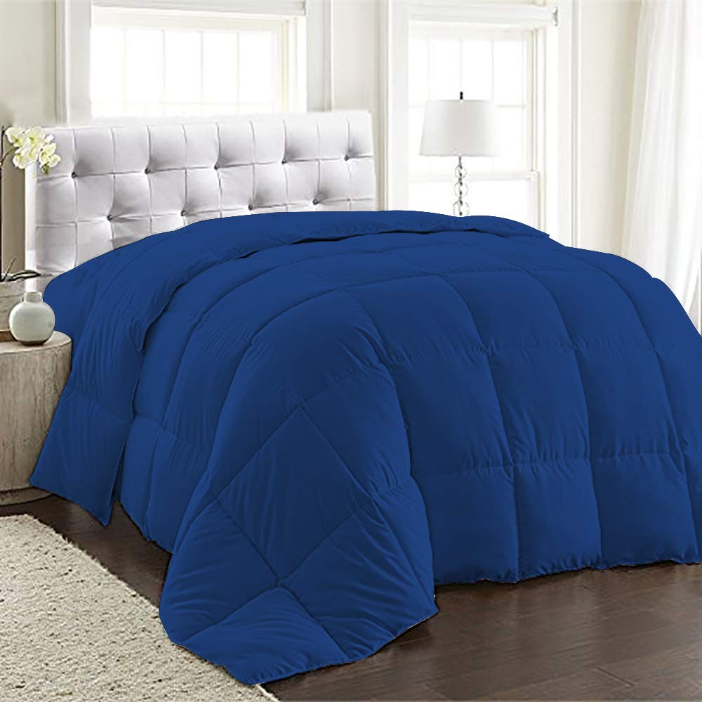 BedDecor 500 GSM Down Alternative Super Soft Premium Quality Microfiber Filling Comforter 600TC Solid 100% Egyptian Cotton (Royal Blue,California King)