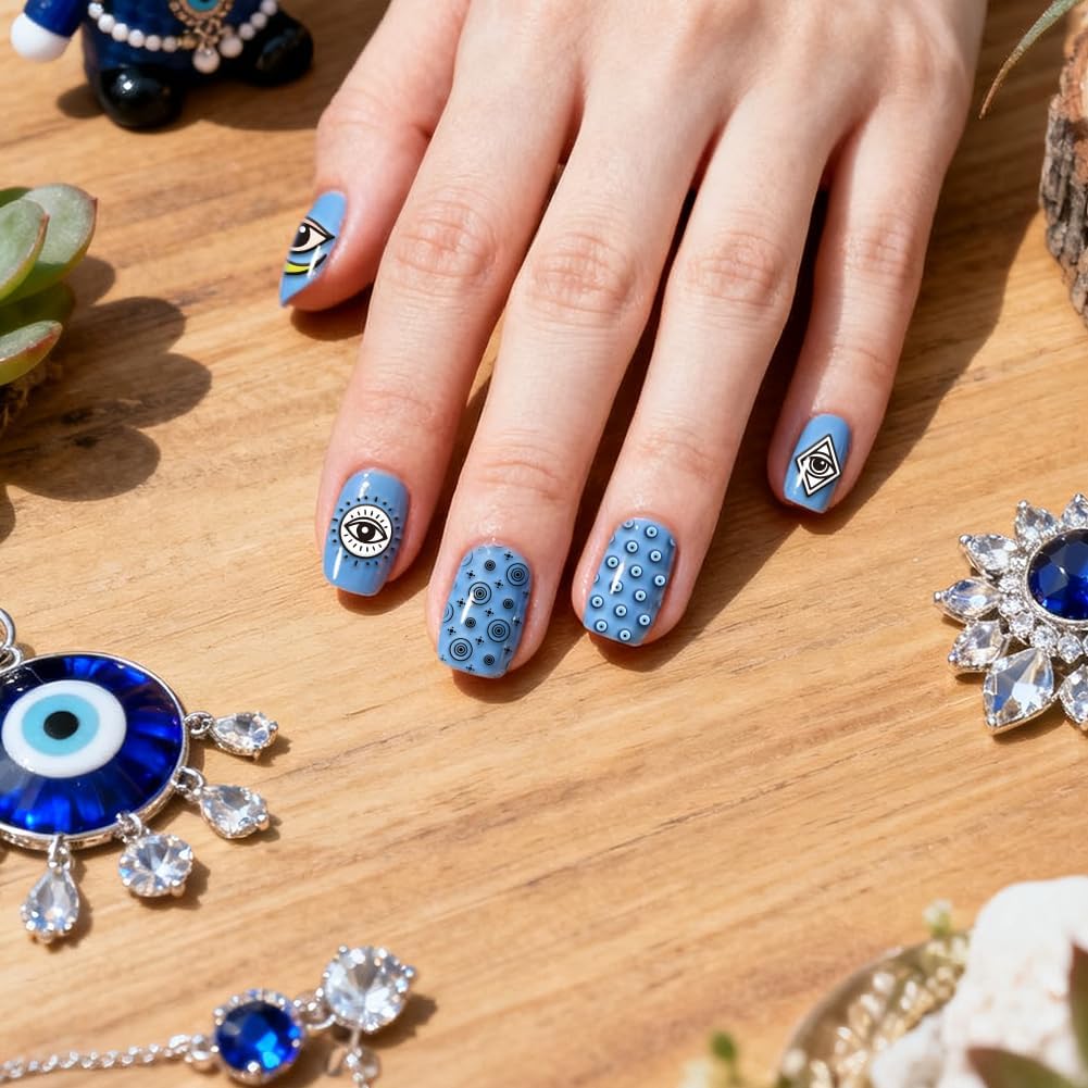 PH PandaHall 4pcs Evil Eye Nail Stamping Plate Spooky Nails Arts Stencils Mystical Nail Stamper Decorative Eyes Nails Art Templates Manicure Image Plates for Women DIY Manicure Design Printing