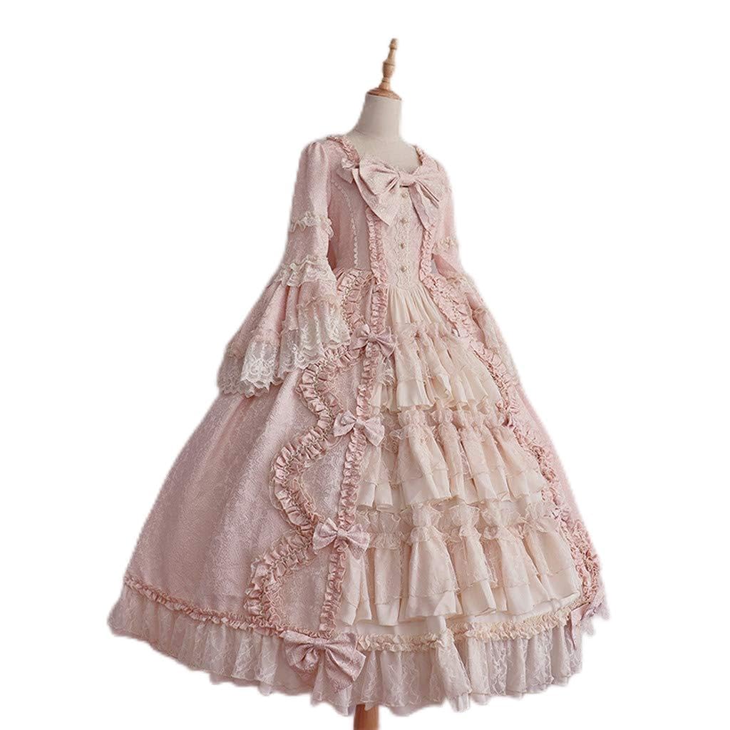Abito gotico da donna con fiocco patchwork, colletto quadrato, per feste medievali