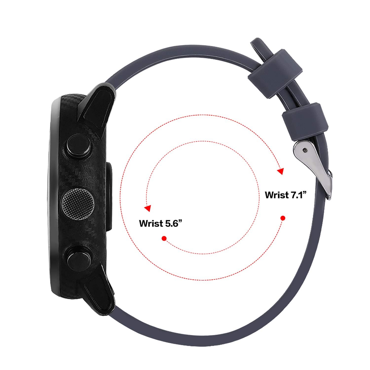 Turnwin 18mm 20mm 22mm Width Silicone Quick Release Wristband Replacement Sports Straps Bracelet Watch Band Women Men Strap with Quick Release Pins for Smartwatch (Width:18mm, Grey)