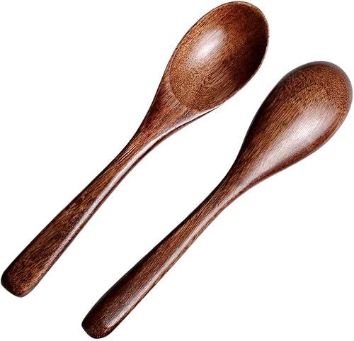 Miniatura 10 de 6 cucharas de madera natural de nanmu de 6 pulgadas y 5.9 in, cucharas de madera, cucharas de sopa, cucharas de servir, cucharadita de madera para