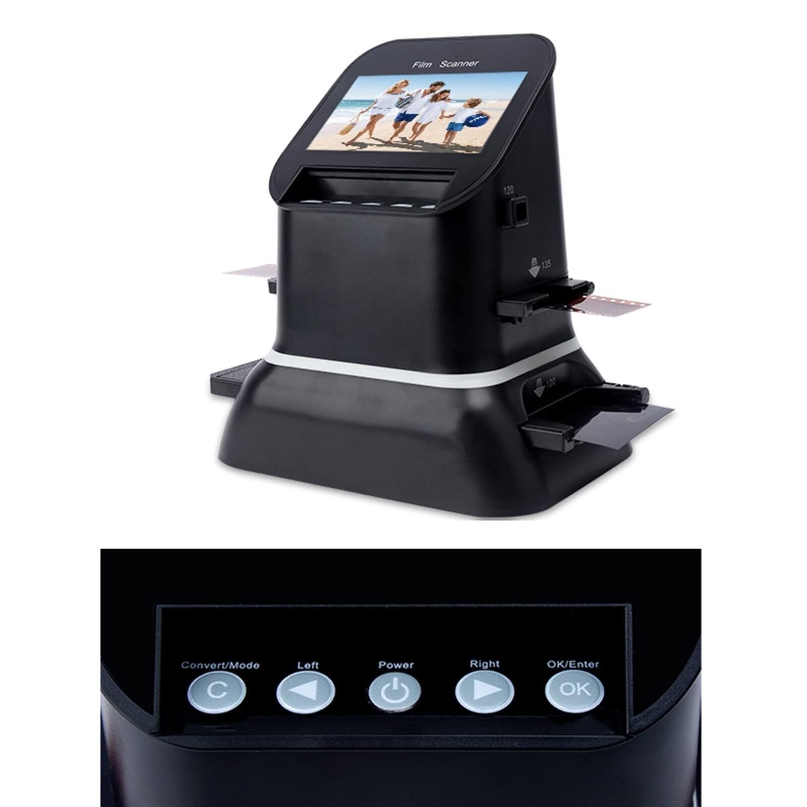 Scanner for pellicole e foto, scanner for pellicole all-in-one da 22 MP con ampio display da 4,3", converte diapositive da 35 mm/126/110 e 135/126/110 in foto digitali