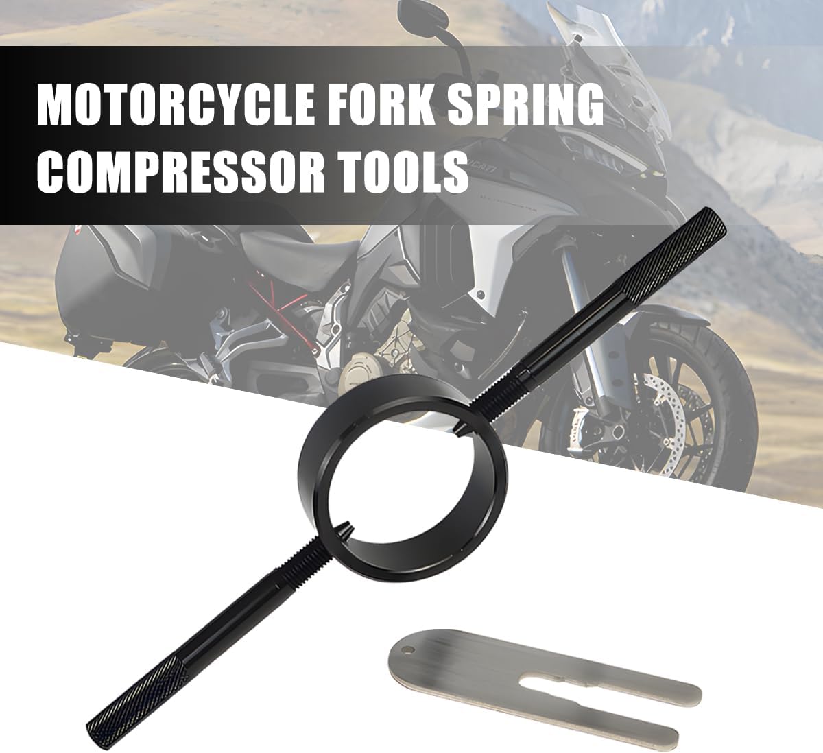 Zpana Motorcycle Fork Spring Compressor Tool Kit, 2PCS/Set Metal Motorbikes Radial Pin Spanner Cartridge Rod Holding Tool, Motor Fork Maintenance Set for Most Upside Down Street Bike