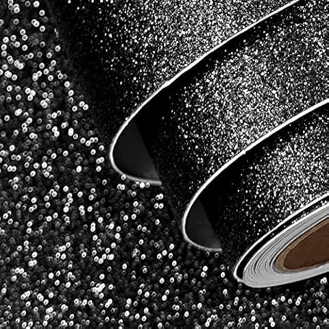 FunStick Black Glitter Self-Adhesive Wallpaper Cover