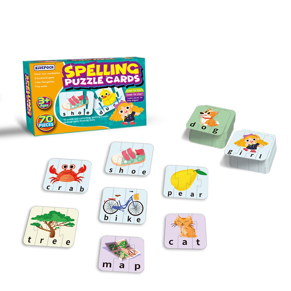 Paper Master Words Spelling Matching Puzzles with Matching Images, Self-Correcting Spelling Jigsaw Puzzles Matching Games for Toddlers, Perfect for Preschool Learning - Image 5
