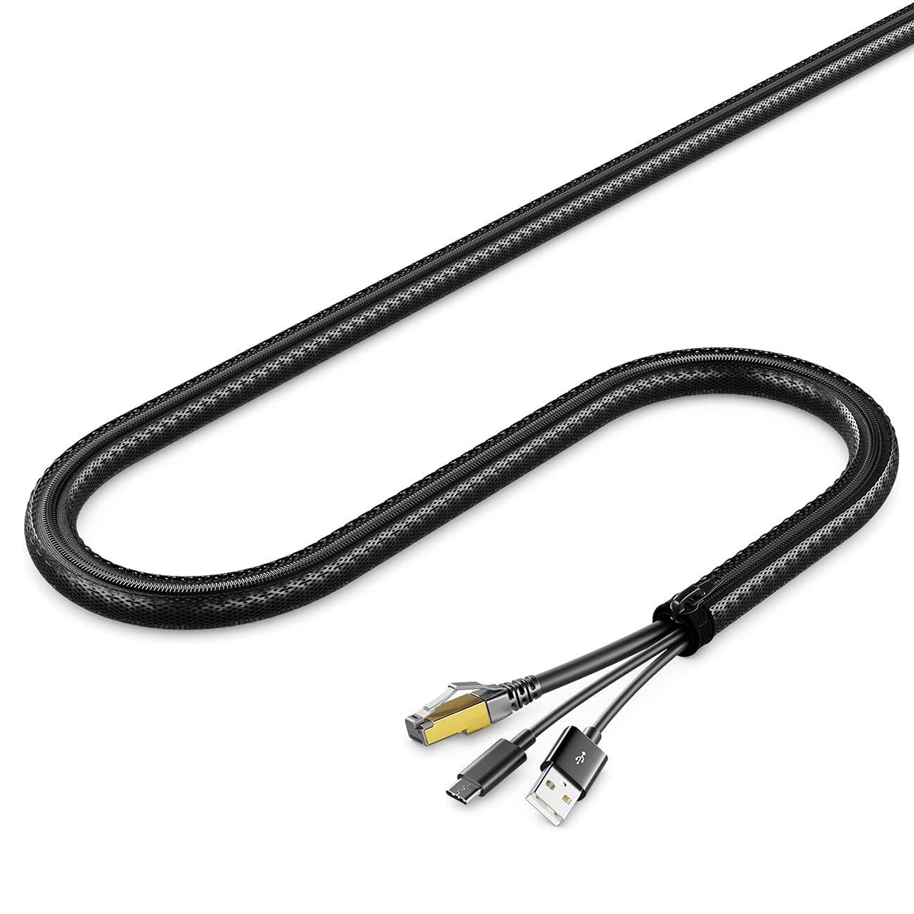 Tubo Passacavi In Tessuto Con Velcro 2 Metri – Diametro 30-35 Mm, Nero (Hobbypower24)