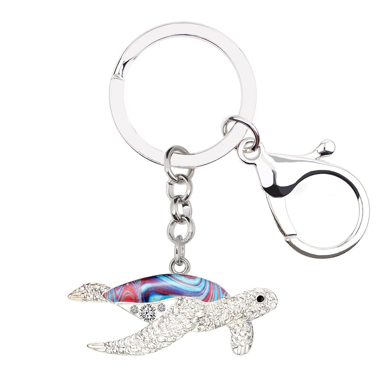 DUOWEI Tortoise Sea Turtle Keychain Dainty Ocean Animal Keyring Car Purse Decoration for Women Girls Charm Gift