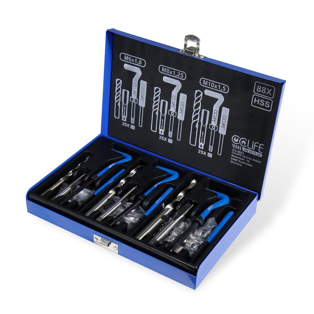 ⭐️mitre⭐️ CCLIFE 88-częściowy zestaw do naprawy gwintów M6, M8, M10