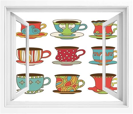 Amazon ティーパーティー 偽窓ステッカー ウォールステッカー Pvc壁紙シール 180x140 Cm カラフルな鮮やかなティー カップデザイン漫画描画スタイル朝食ブランチイラスト装飾 窓の景色 目の保養 癒し 気分転換 多色 ウォールステッカー オンライン通販 Amazon ティーパーティー 偽窓ステッカー ウォールステッカー Pvc壁紙シール 180x140 Cm カラフルな鮮やかなティー カップデザイン漫画描画スタイル朝食ブランチイラスト装飾 窓の景色 目の保養 癒し 気分転換 多色 ウォールステッカー オンライン通販