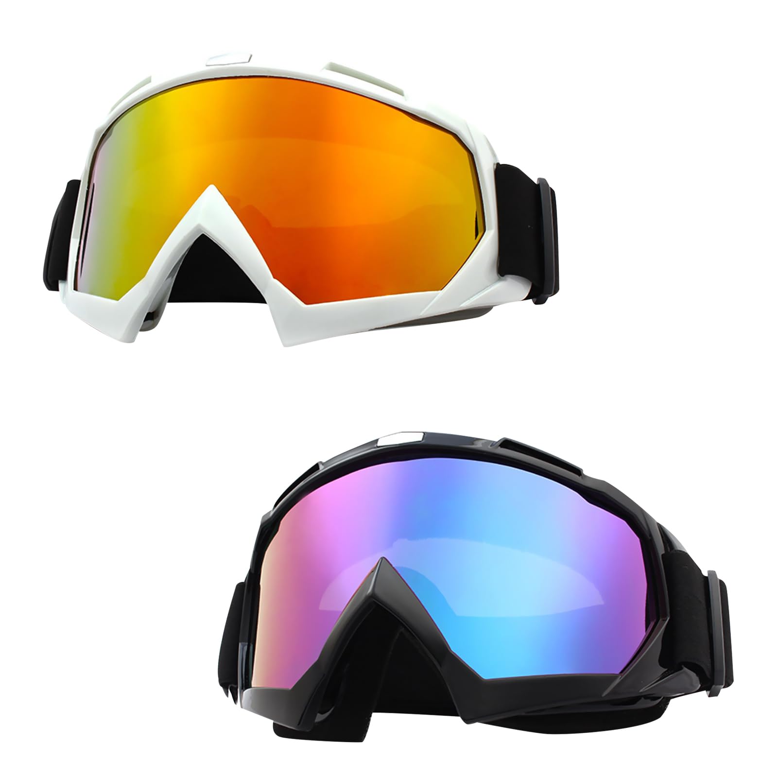 DAYONG Dirt Bike Goggles, 2 Pack Adult Bendable Motorcycle Goggles, Windproof Motocross Goggles Riding Goggles, Dustproof Offroad Glasses for Racing Outdoor Ski Fishing Riding.