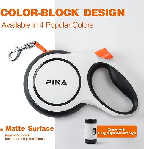 Miniatura 7 de PINA Correa retráctil mejorada para perro, correa de perro de 26 pies para perros pequeños, medianos y grandes de hasta 110 libras, cinta de nailon