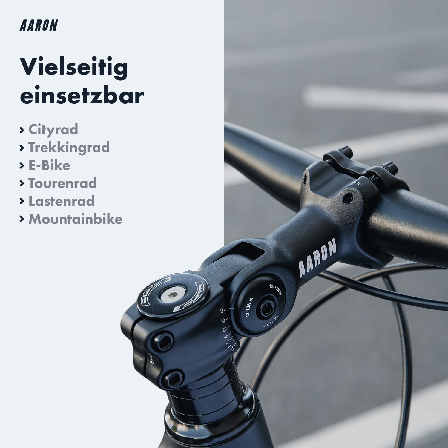 AARON Flex Fahrrad Vorbau - höhenverstellbarer Lenkervorbau - Vorbau für ergonomische Sitzhaltung