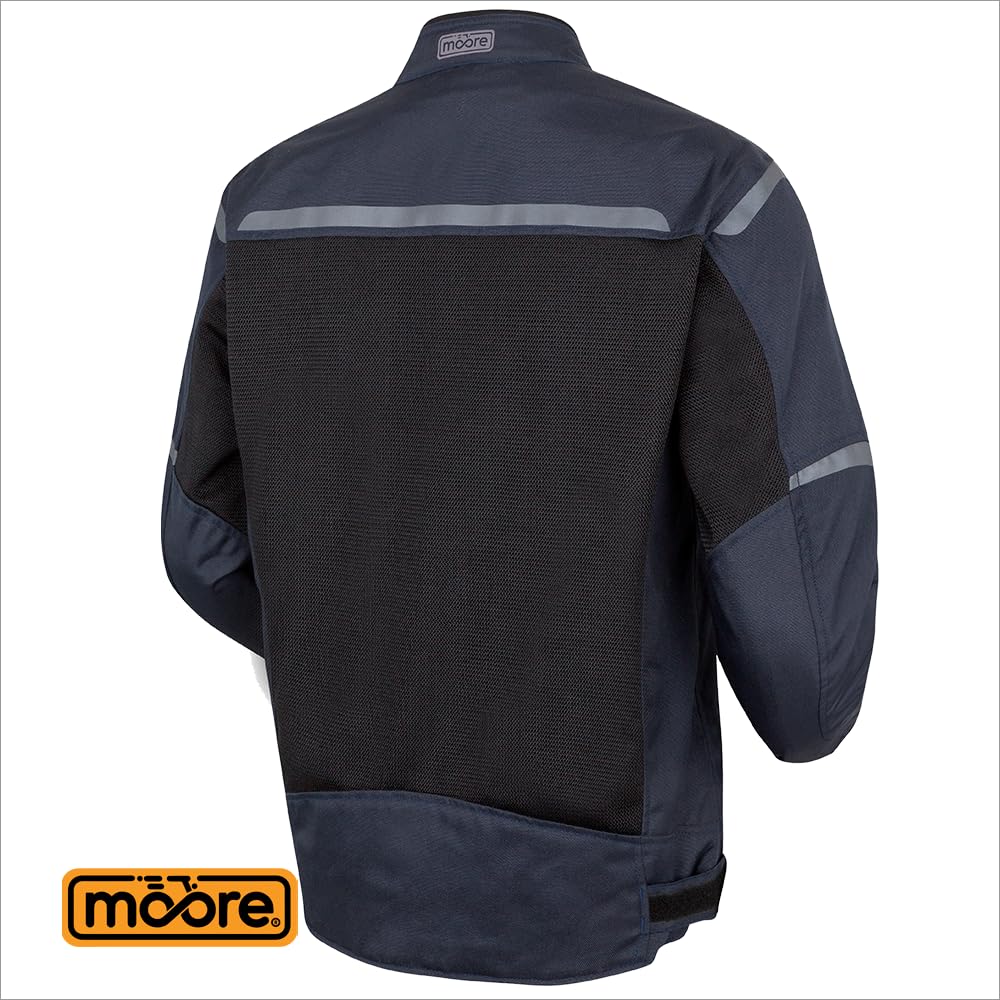 Moore Chaqueta AIR Wear – Azul y Negro, Impermeable, Ventilada, CE EN 17092-4:2020 Nivel A