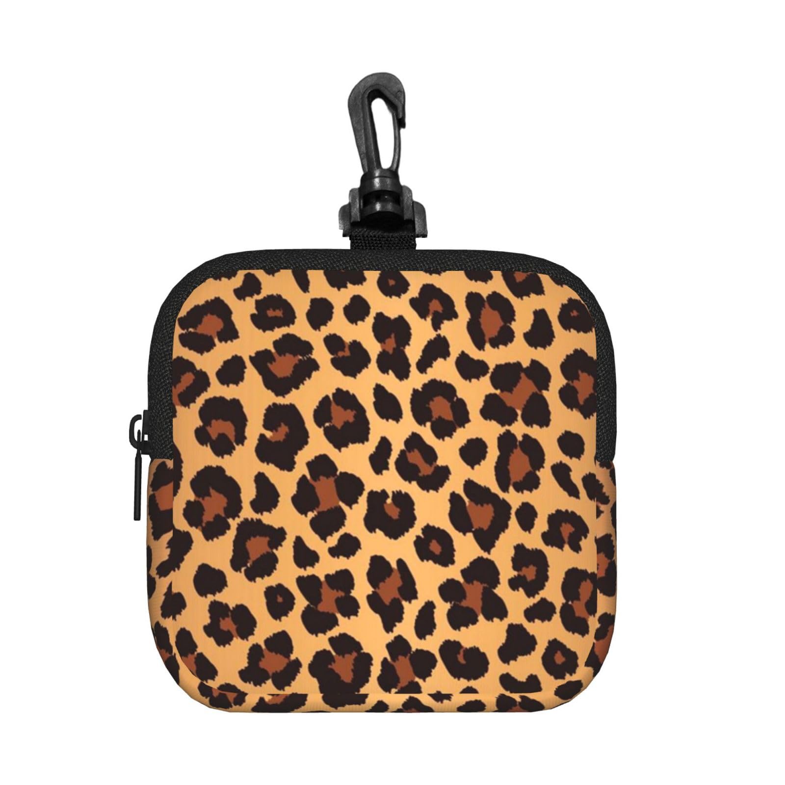 Ercgad Unisex Black Leopard Pattern Print Square Storage Bag Travel Toiletry Cosmetic Organizer Pouch Lightweight Reusable
