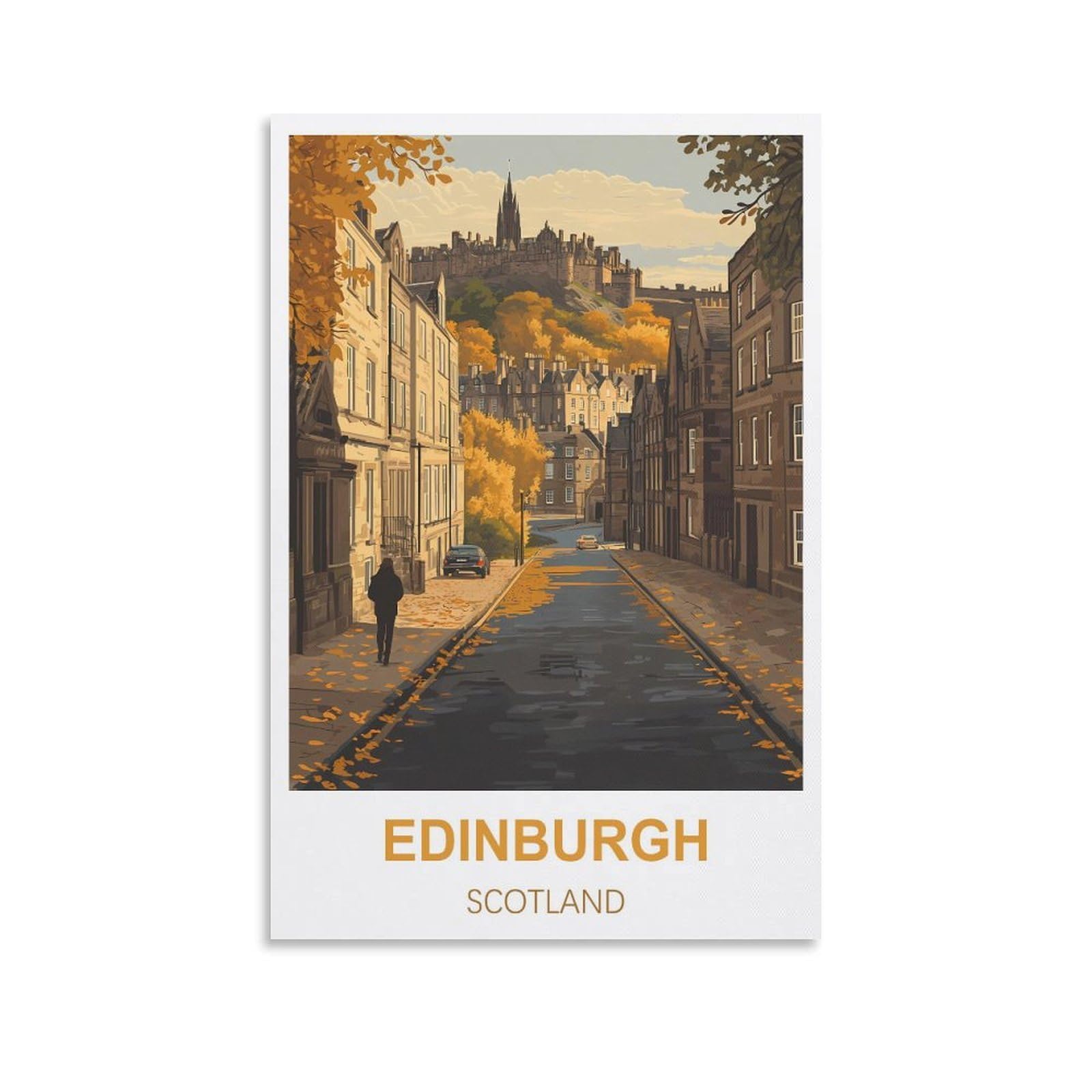 FJIWECWSQ Edinburgh Scotland Vintage Travel Poster 08x12inch(20x30cm) Canvas Wall Art Painting Prints