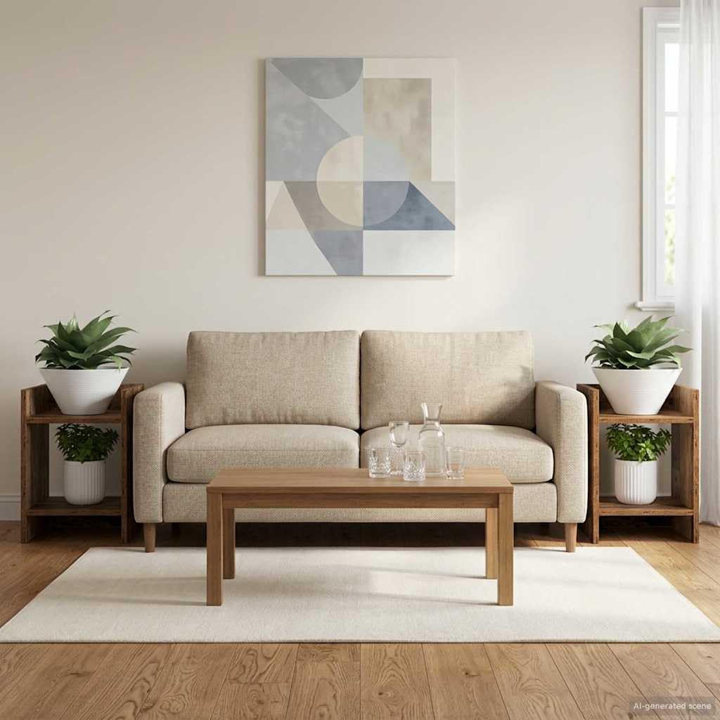 Pflanzenständer 2er Set aus Altholz 30 x 30 x 40 cm Holzwerkstoff für Innenräume platzsparend stabile Dekorationsstützen für Blumentöpfe und Pflanzen im Wohnzimmer Balkon oder Garten