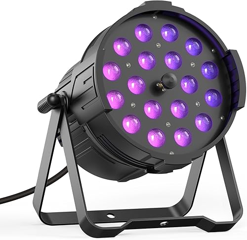 Luz LED par de 18 x 18 W RGBWA+UV 6 en 1 luz de escenario al aire libre, luz de DJ profesional de lavado DMX de alta potencia para eventos, fiestas