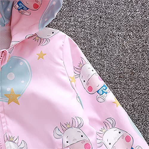 Hooded Jacket for Girls Mesh Lined Zip 𝗖artoon Print Lightweight Raincoat Windproof Outerwear with Pocket2