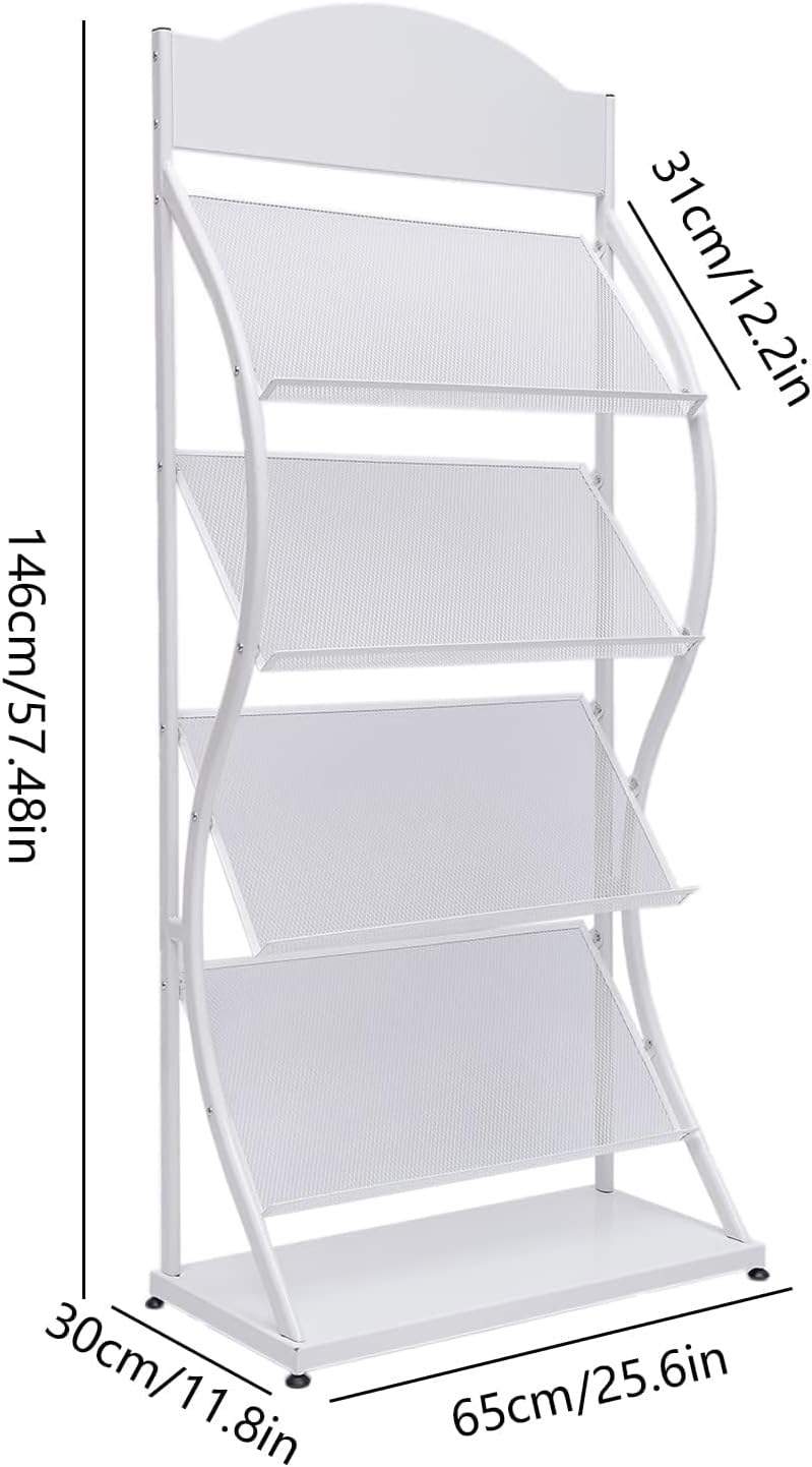 4 Tier Free Standing Magazine Rack Metal Iron Information Rack Book Storage Rack for Products Exhibition Fairs Show in Exhibitions Storage