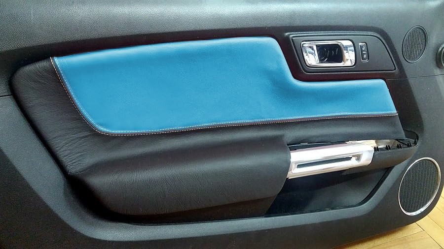 RedlineGoods Door Insert/armrest Covers Plain Compatible with Ford Mustang 2015-23. Tailor Made - not Universal. Genuine top-Grade Italian Red Leather with Black Thread